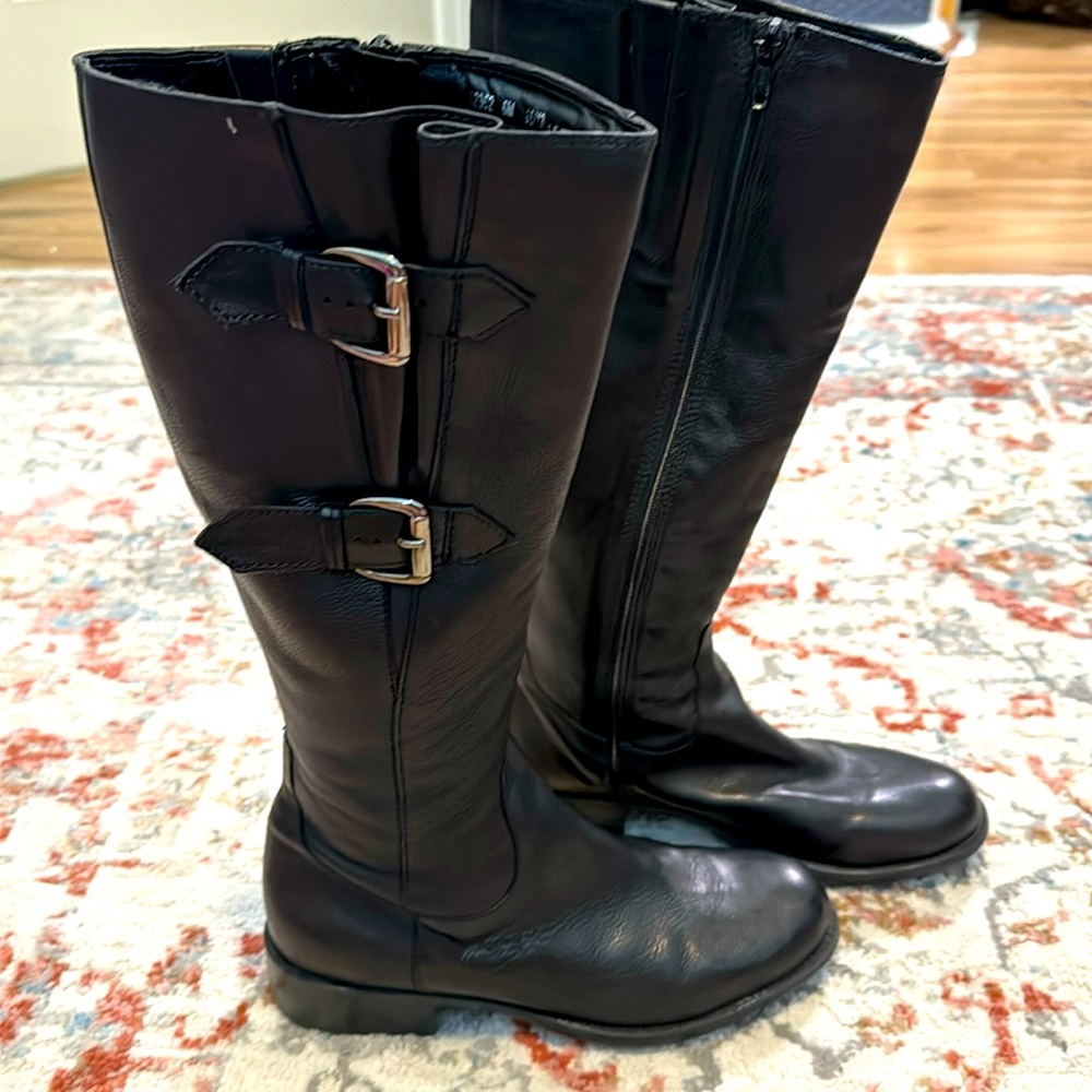 Clarks black leather riding boots sz 6
